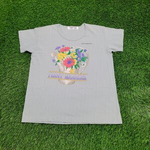 Vintage Flower Botanical Shirt Womens Large 21x25 Blue USA